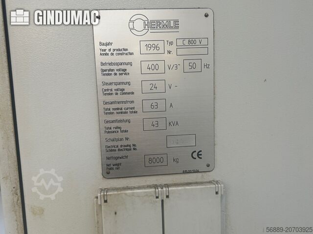 VERTIKALES BEARBEITUNGSZENTRUM HERMLE C800V