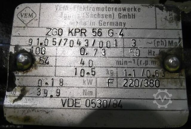 Gear motor 0.18 kW 40 rpm VEM ZG0KPR56G4