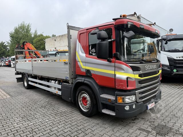 Flatbed truck Scania P410 4X2 Palfinger PK 13001