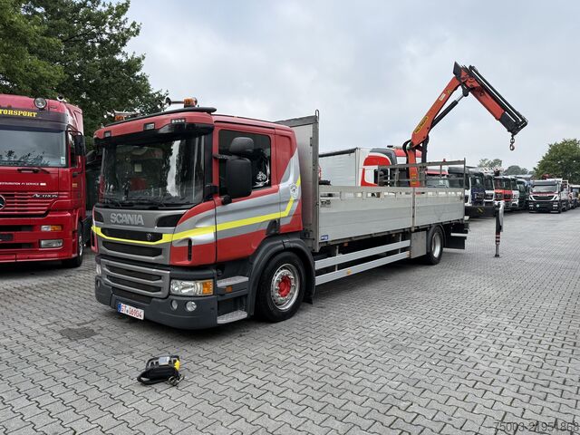 Flatbed truck Scania P410 4X2 Palfinger PK 13001