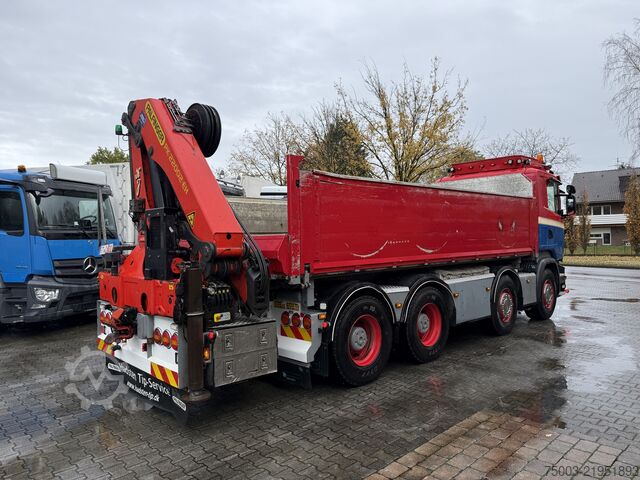 Tipper truck Scania R580 V8 8X4 Kipper Kran Palfinger 22002