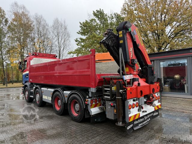 Tipper truck Scania R580 V8 8X4 Kipper Kran Palfinger 22002