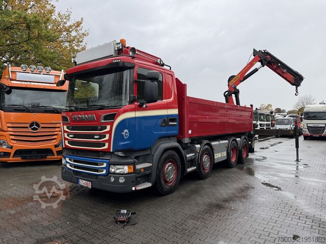Tipper truck Scania R580 V8 8X4 Kipper Kran Palfinger 22002