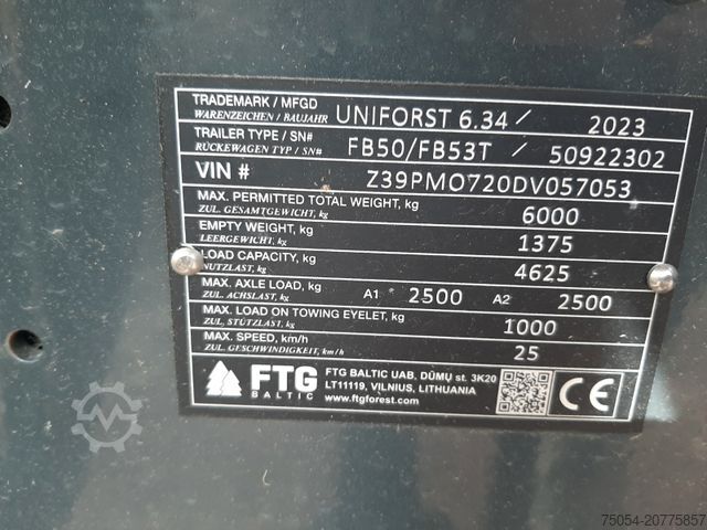 Holztransport Anhänger Uniforst 6.34