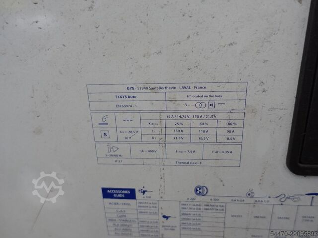 MIG/MAG shielding gas welding and brazing system GYS T3GYS AUTO