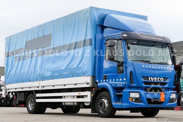 Flatbed truck with tarp IVECO 120E25 Eurocargo Pritsche Plane Bordwände LBW E5