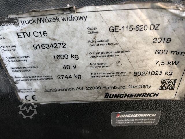 Reach Trucks Jungheinrich ETV C 16 MG 03.06