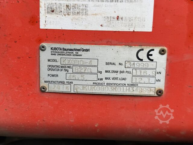 Mini excavator KUBOTA KX080-4    Rototilt RS30  + Sortier/Greifmodul