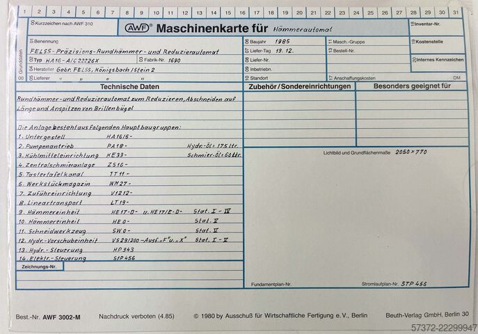 Präzisions-Rundhämmer- und Reduzierautomat Gebr. Felss HA16-AIC 22226X