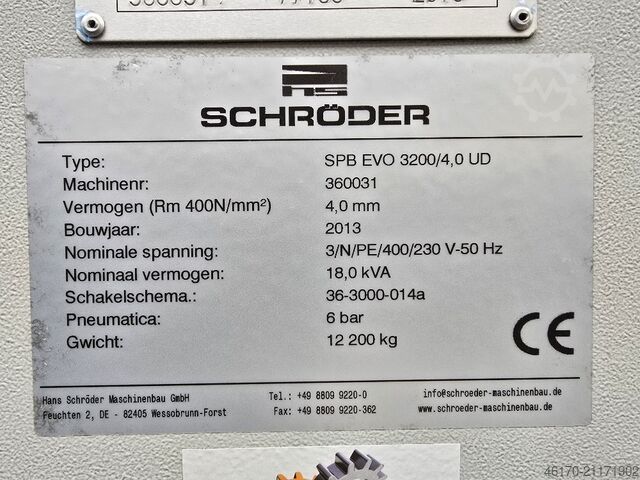Schwenkbiegemaschine Schroder SPB EVO 3200 4 UD