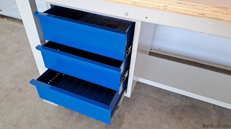 Workbench packing table workbench Werkbank Arbeitstisch Schubladenschrank Breite: ca. 1.725 mm Tiefe: ca. 750 mm