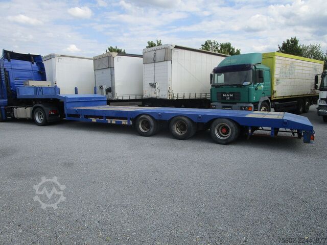 Low loader semitrailer BROSHUIS 3-Achser Tieflader *Schwanenhals+Ausziehbar+Luft