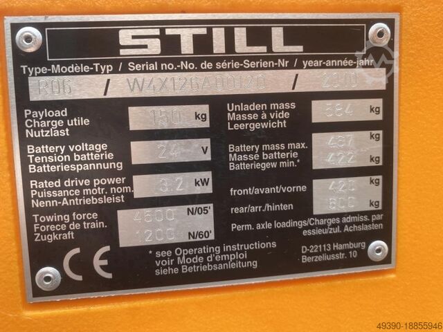 Elektro Zugfahrzeug, Schlepper für Routenzug, 3-Rad Schlepper, Elektro Zugmaschine, Elektroschlepper STILL R06
