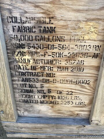 Collapsible horizontal fuel / water tank 50000 Gallon Collapsible Storage Tank