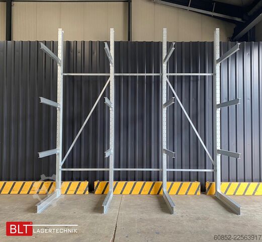 Cantilever rack ca. 4,02 lfm. Kragarmregal H: 416 cm T: 137 cm , 750 kg/Arm , 4 Lagerebenen