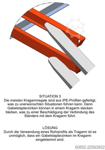 Kragarmregal Schwerlastregal Langgutrega ca. 4 lfm. Kragarmregal H: 400cm ,Fuß +3 650 kg Belastung pro Arm , Langgutregal