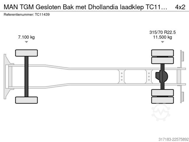 Koffer MAN TGM Gesloten Bak met Dhollandia laadklep