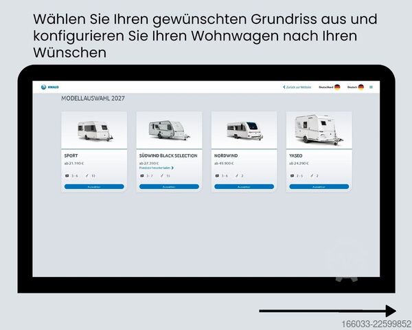 Wohnwagen KNAUS Südwind 500 UF Black Sel. 27*Wunschkonfiguration
