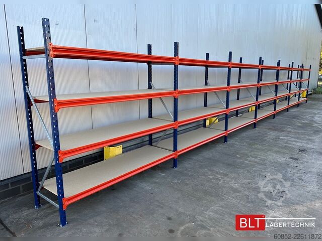 Wide span storage rack ca. 57 lfm. Weitspannregale H: 200 cm T: 60 cm , 400 kg Fachlast , 4 Ebenen