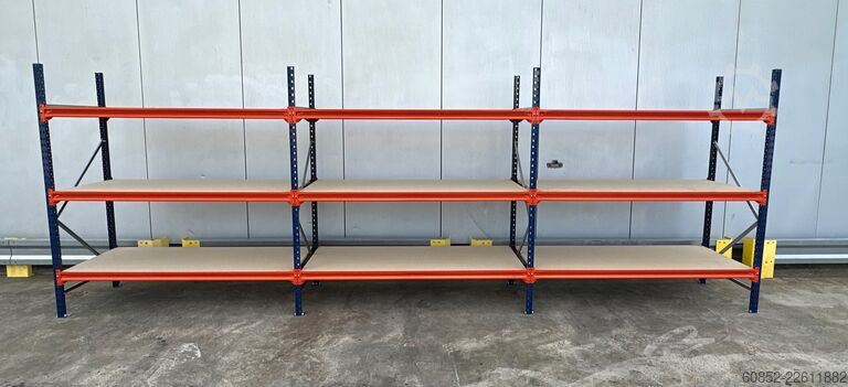 Wide span storage rack ca. 57 lfm. Weitspannregale H: 200 cm T: 80 cm , 400 kg Fachlast , 3 Ebenen