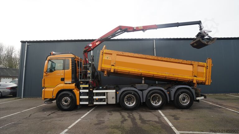 Crane truck MAN TGS 35.440 8X4 2 SIDE TIPPER WITH HMF Z 1943 CR...
