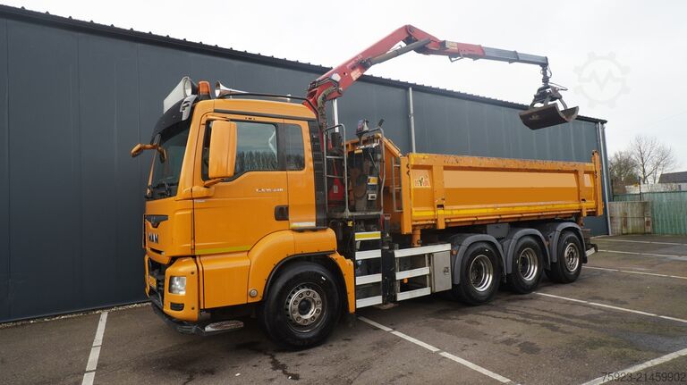 Crane truck MAN TGS 35.440 8X4 2 SIDE TIPPER WITH HMF Z 1943 CR...