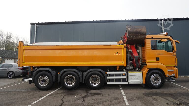 Crane truck MAN TGS 35.440 8X4 2 SIDE TIPPER WITH HMF Z 1943 CR...