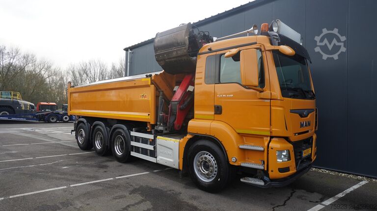 Crane truck MAN TGS 35.440 8X4 2 SIDE TIPPER WITH HMF Z 1943 CR...
