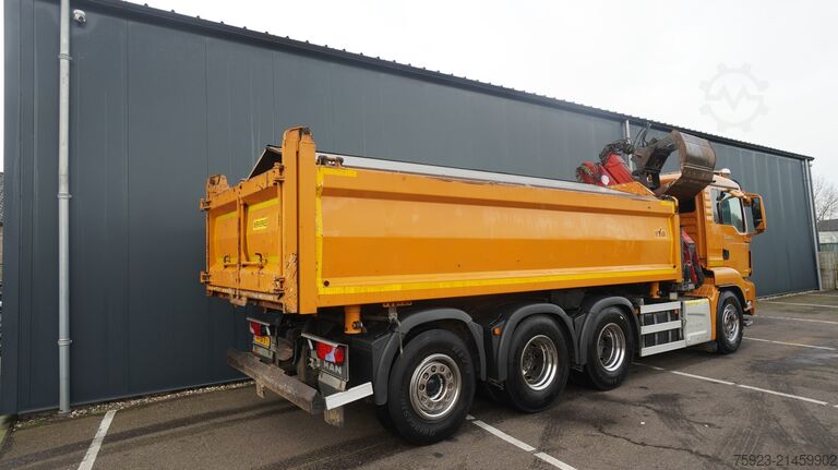 Crane truck MAN TGS 35.440 8X4 2 SIDE TIPPER WITH HMF Z 1943 CR...