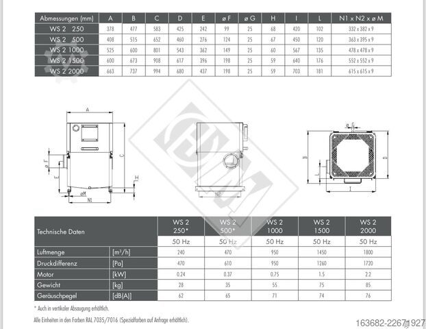 Used LNS FOX IFS ABSOLUTE WS 500, year 2011, oil mist extraction unit, internal no. 231315 LNS WS 500