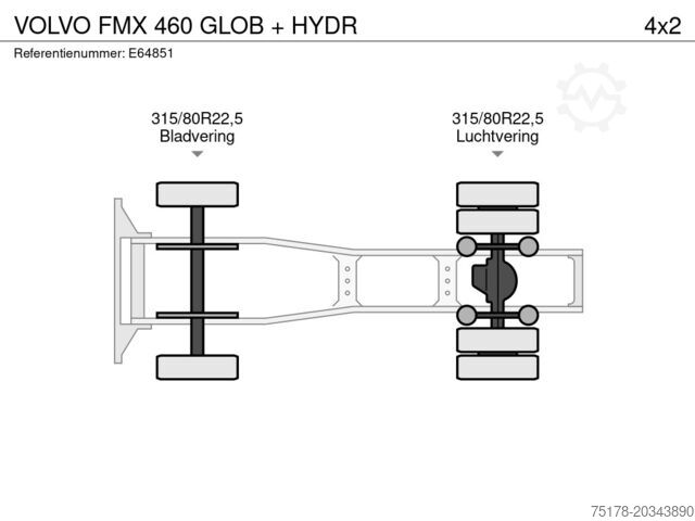 Standard tractor VOLVO FMX 460 GLOB + HYDR