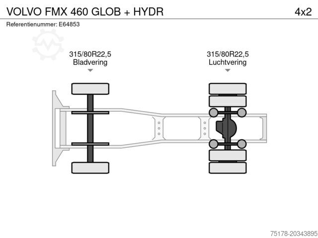 Standard tractor VOLVO FMX 460 GLOB + HYDR