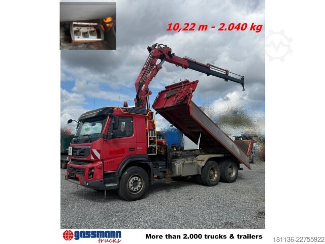 Kipper LKW Volvo FMX 500 6x4, EEV, Terex Kran 240.2E-A3, Funk,