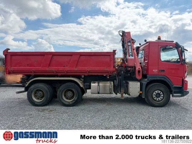 Kipper LKW Volvo FMX 500 6x4, EEV, Terex Kran 240.2E-A3, Funk,