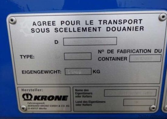 Anhänger-Wechselfahrgestell KRONE KOFFER-WECHSELBRüCKE  DRY BOX WK 7,3 STG