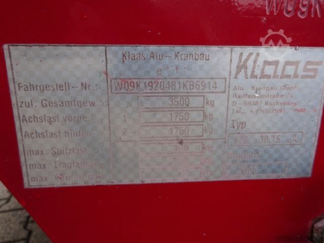 Anhänger  KLAAS-ALU-Kran K20/30 TS Anhänger 30 Meter