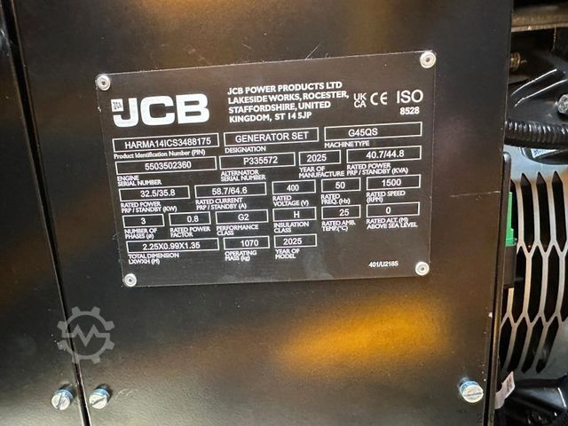 Sonstige JCB G45QS Baustellen Generator  *NEU* 50KW 41KvA