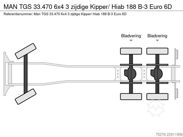 3-sided tipper MAN TGS 33.470 6x4 3 zijdige Kipper/ Hiab 188 B-3 E...