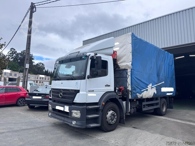 Flatbed truck with tarp Mercedes-Benz AXOR 1828 PK 10000 PALFINGER