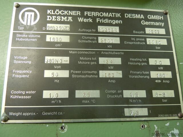 Rubber processing machine DESMA 968-250