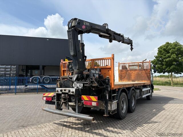 Plattformanhänger Renault Kerax 380 6x4 Full Steel / Hiab 166B-3 / Remote...