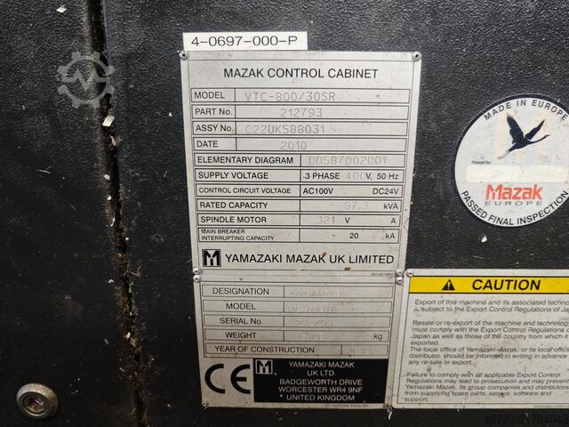 Vertical machining center MAZAK VTC Mazak VTC-800/30SR