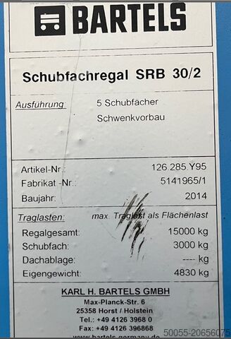 Schubfachregal mit Schwenkvorbau BARTELS SRB 30/2