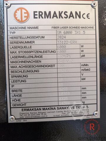 Laser cutting machine ERMAKSAN Fibermark | Fibermark SM 6000 3X1. 5 Gen-5
