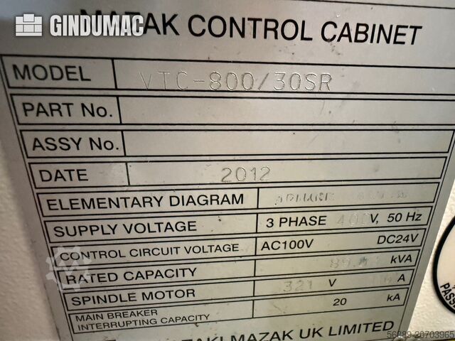 VERTIKALES BEARBEITUNGSZENTRUM Mazak VTC 800/30SR
