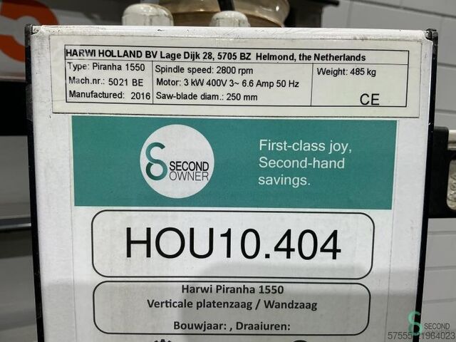 Vertical panel saws  Harwi Piranha 1550 2016 Harwi Piranha 1550