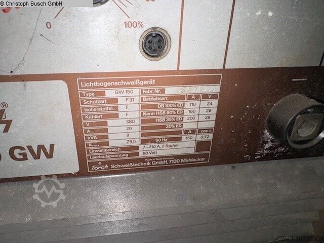 Arc Light Errosion Unit LORCH GW 150