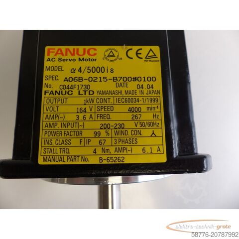 Control unit Fanuc A06B-0215-B700 # 0100Servo Motor SN: C044F1730 + A860-2000-T321 Pulsecoder