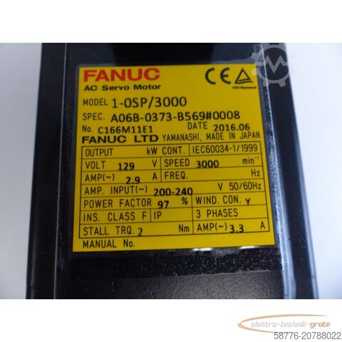 Control unit Fanuc A06B-0373-B569 # 0008 AC Servo Motor SN: C166M11E1 + Pulsecoder
