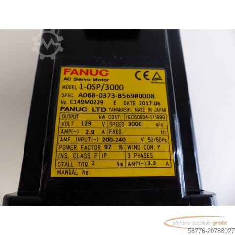 Control unit Fanuc A06B-0373-B569 # 0008 AC Servo Motor SN:C149MM0229 + Pulsecoder